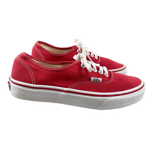 Vans Authentic Racing Red Canvas Shoes Mens 8 Womens 9.5 Low Top Sneakers